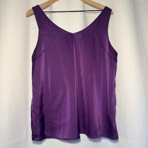 Ekouaer Satin Camisole Tank Top Womens L Purple Sleeveless Classy Layering EUC